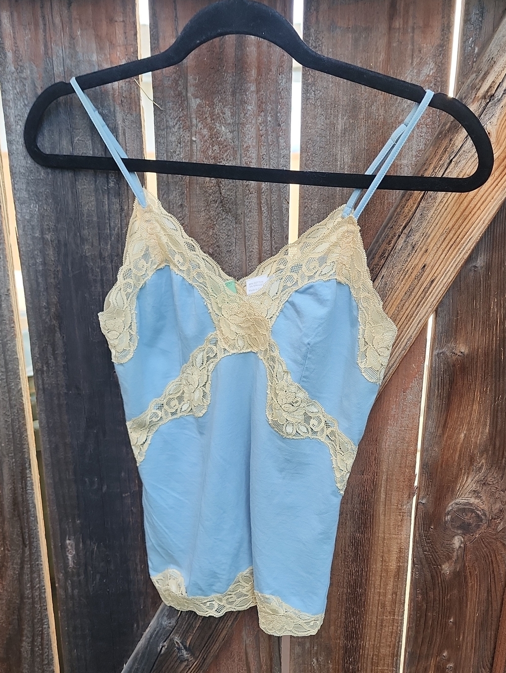 Mary Green Light Blue and Cream Lace Cami, Pre-loved In Excellent Condition